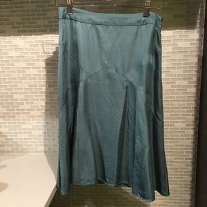 Jacob Bias Cut Silk Teal Midi Skirt